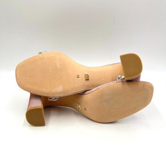 Badgley Mischka Size 10 Harriet Pink Silver Jeweled Dress Sandals Heels Shoes - Picture 8 of 12